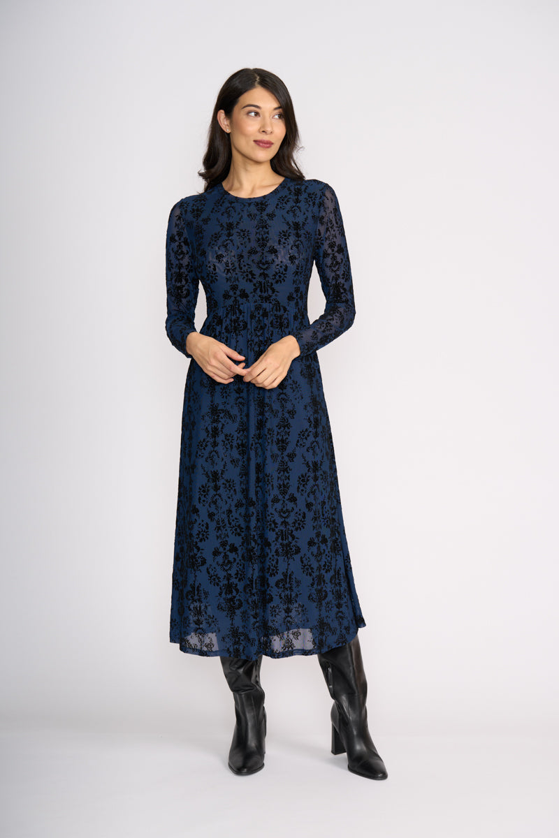 FLOCK YEAH DRESS Navy Paisley