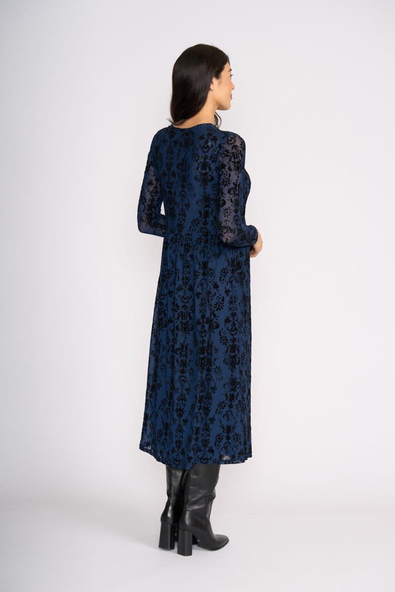 FLOCK YEAH DRESS Navy Paisley