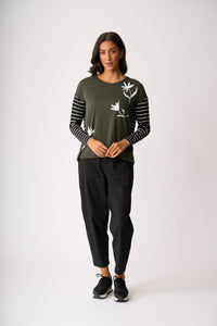 DROP SHOULDER TOP Shadowed Flower