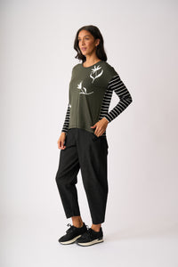 DROP SHOULDER TOP Shadowed Flower