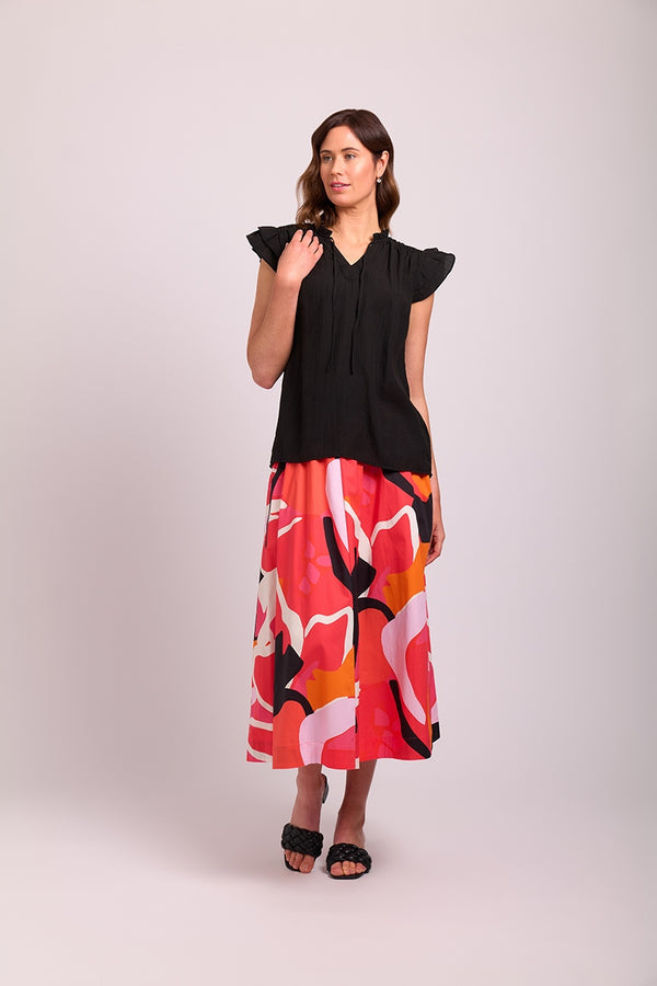 A Line Shirred Waist Skirt in Lush