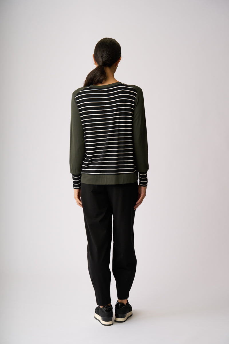 STRIPE CUFF TOP Bird with Twig