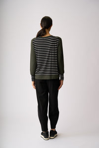 STRIPE CUFF TOP Bird with Twig