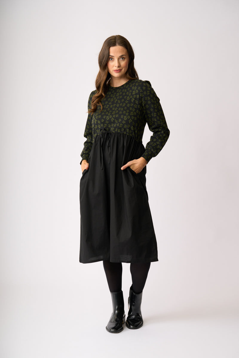 TWO HALVES DRESS Khaki Floral