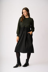 TWO HALVES DRESS Khaki Floral