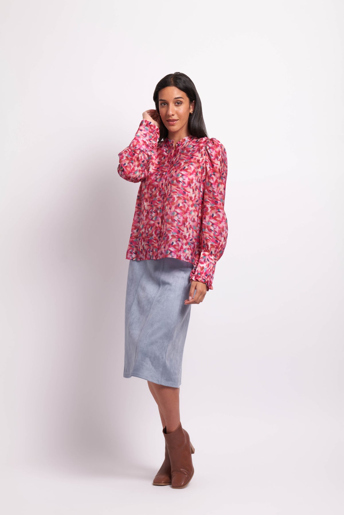 Ruffle Neck Shirt in Fiesta