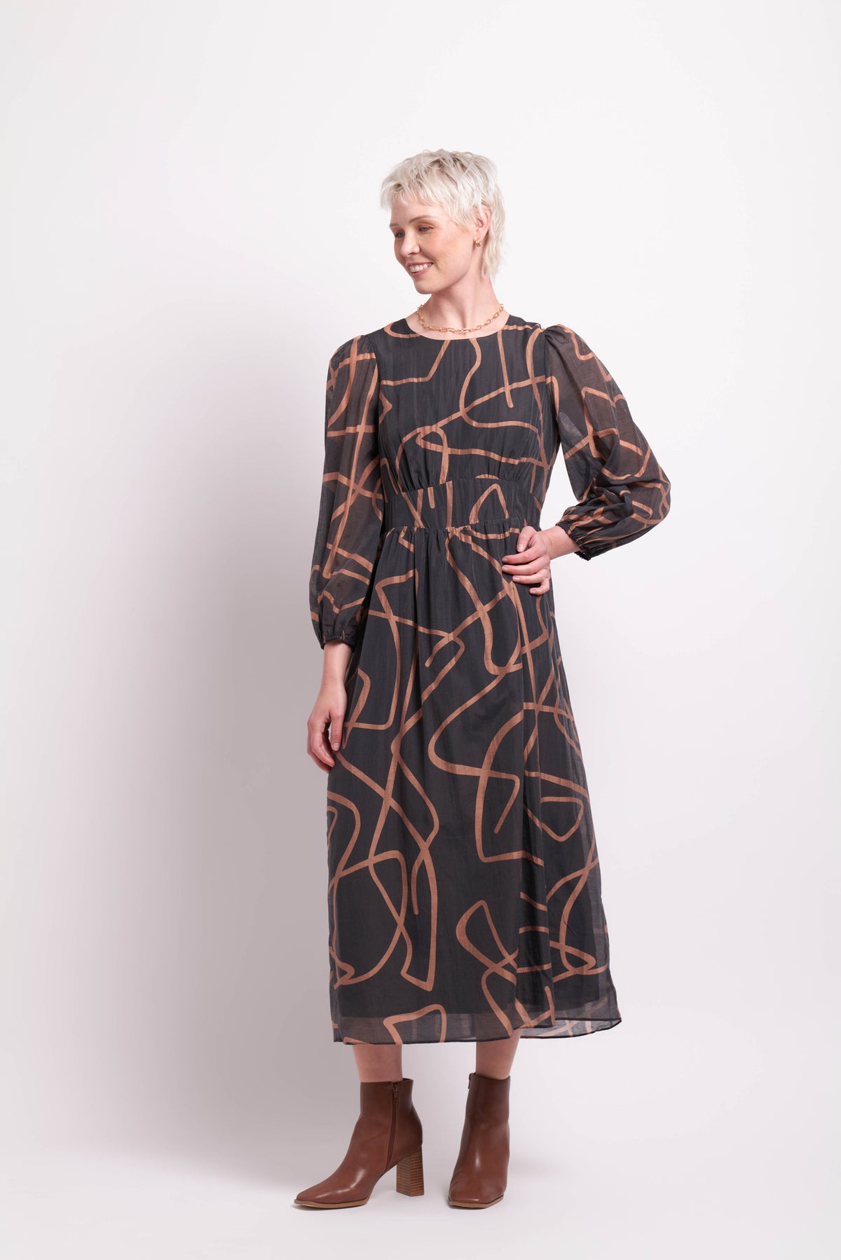 Empire Maxi Dress in Swirls