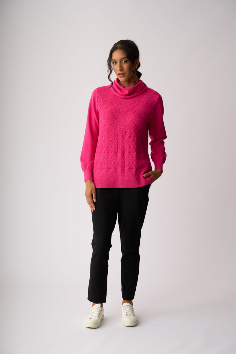 ROLL NECK LONGLINE JUMPER Fuchsia