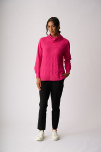 ROLL NECK LONGLINE JUMPER Fuchsia