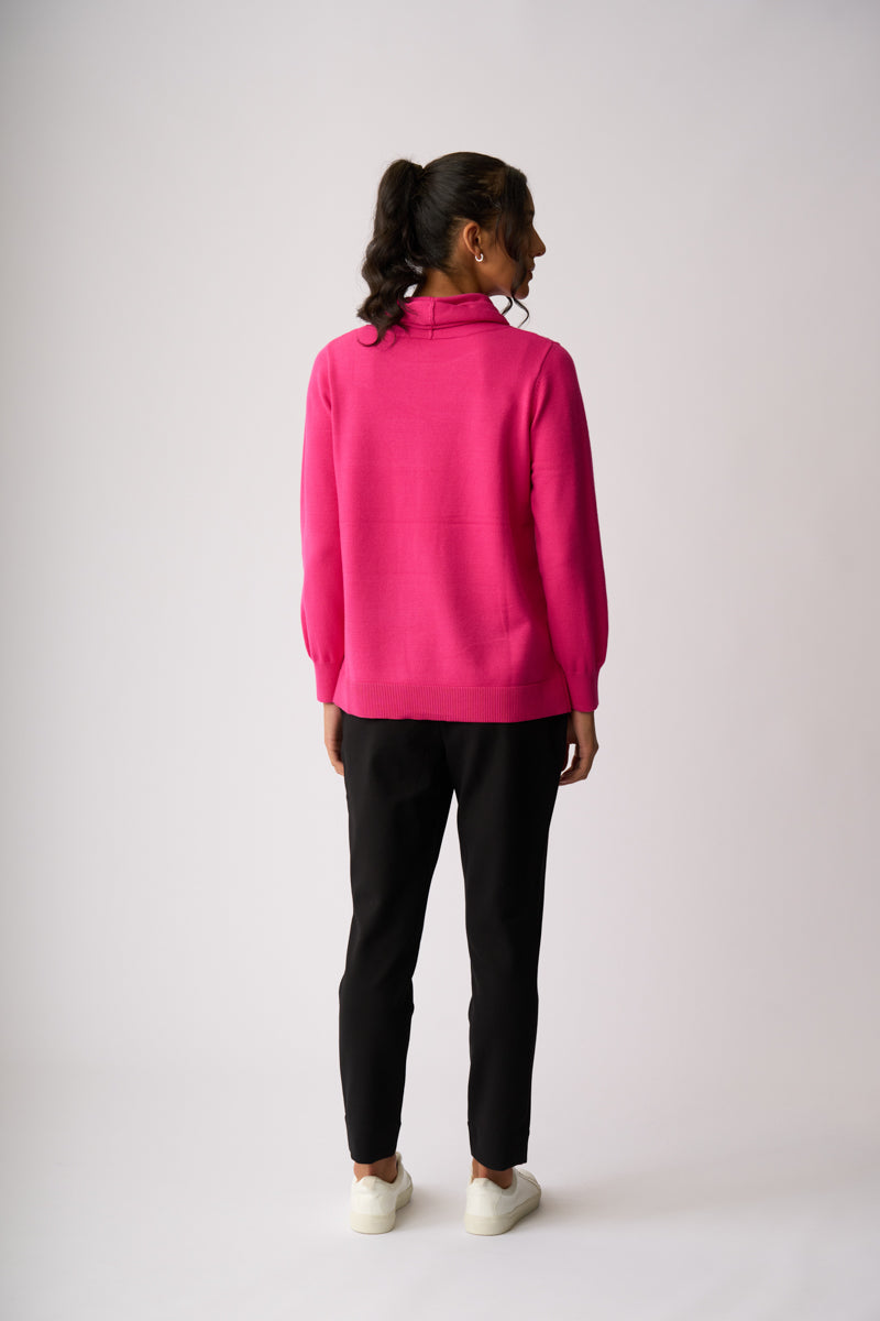 ROLL NECK LONGLINE JUMPER Fuchsia