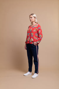 Gather Hem Top in Fire Floral