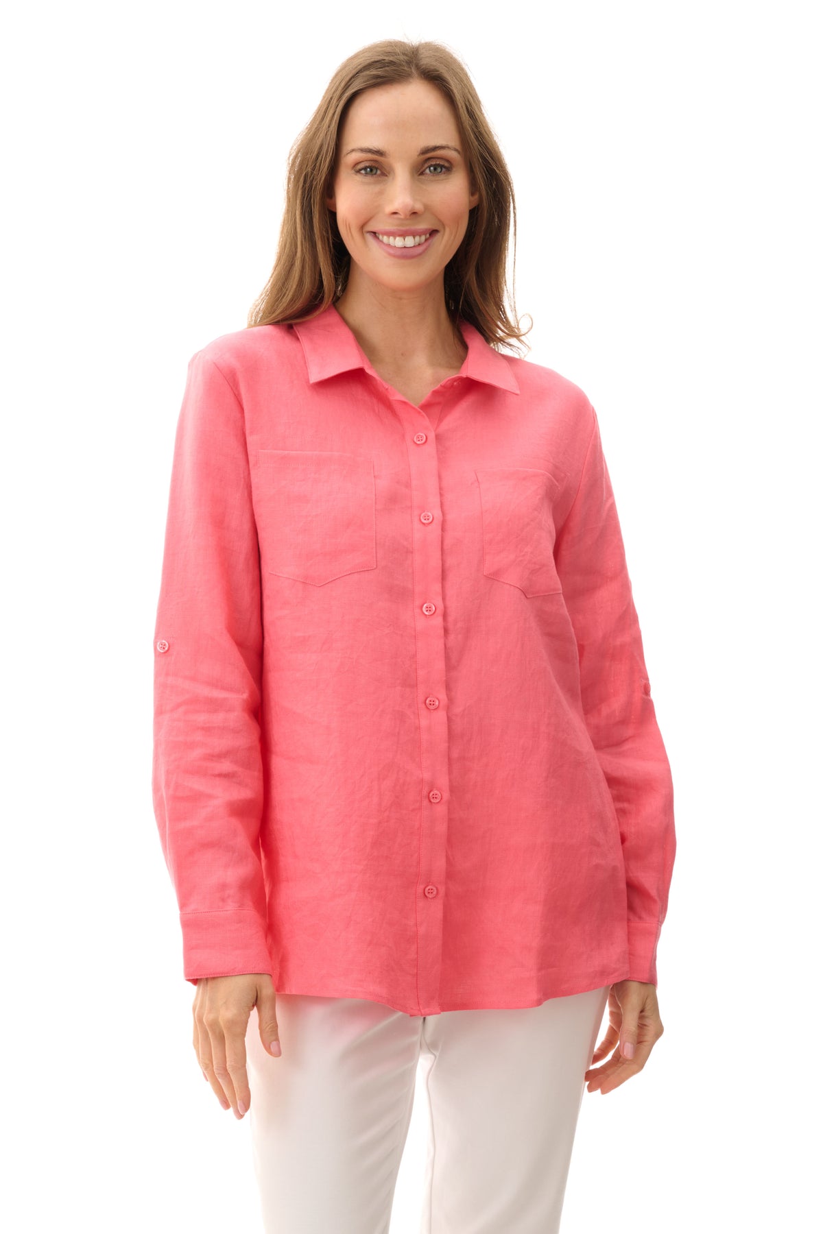 Linen Shirt in Coral