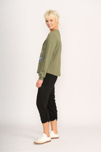 SWEATER - WANDER Sage Flocked Floral