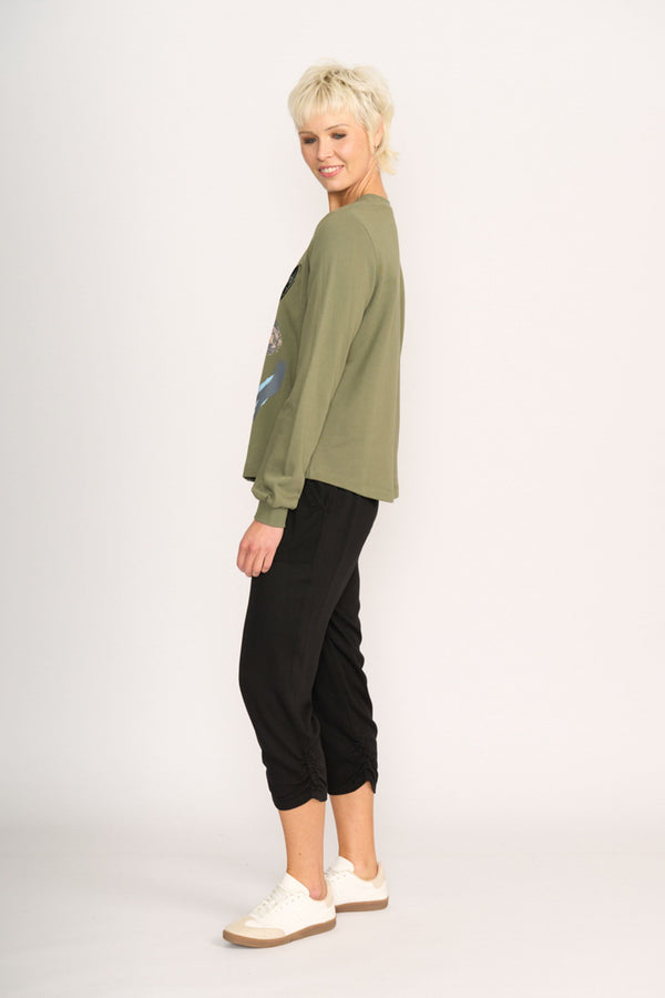 SWEATER - WANDER Sage Flocked Floral