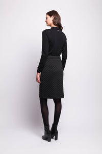 Jacquard Knit Skirt in Black Check