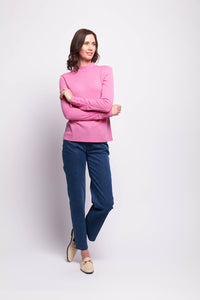 Rouched Sleeve Merino Top Pink