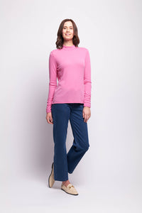 Rouched Sleeve Merino Top Pink