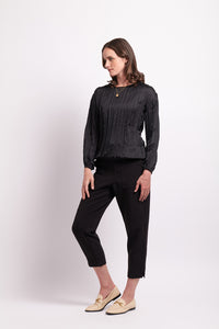 Mini Pleat All Over Top in Black