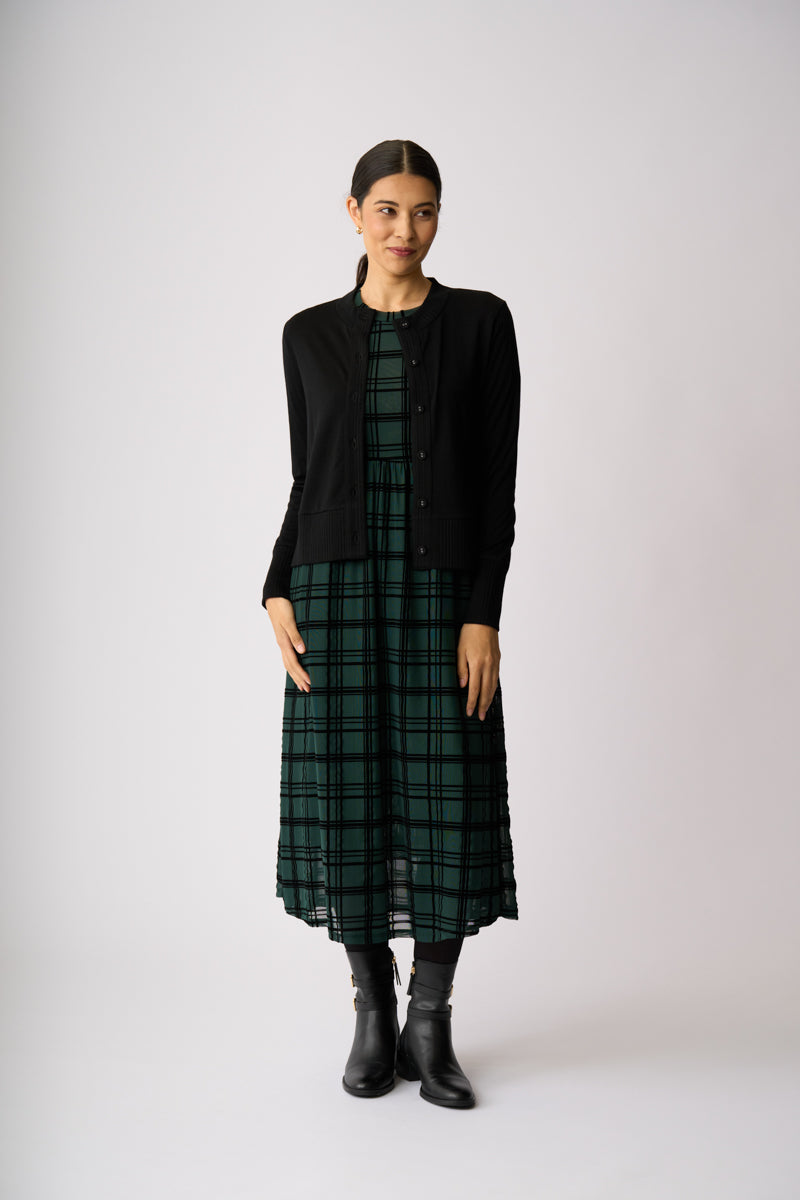 ESSENTIAL RIB TRIM CARDIGAN Black