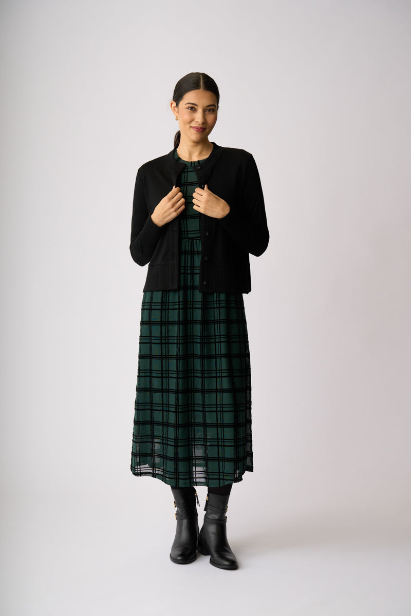 ESSENTIAL RIB TRIM CARDIGAN Black