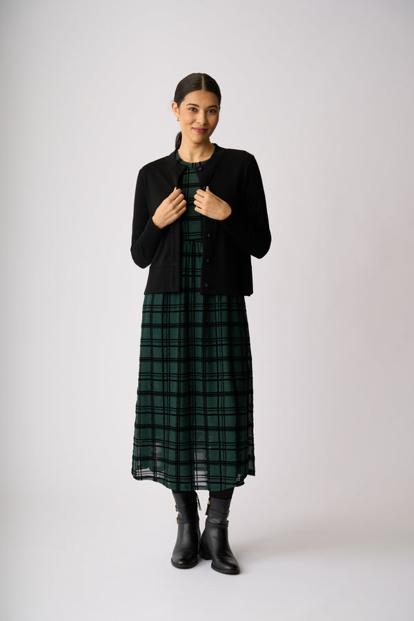 ESSENTIAL RIB TRIM CARDIGAN Black