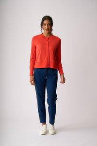 ESSENTIAL RIB TRIM CARDIGAN Orange