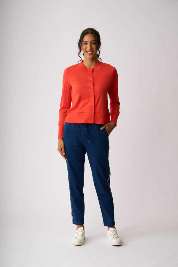 ESSENTIAL RIB TRIM CARDIGAN Orange