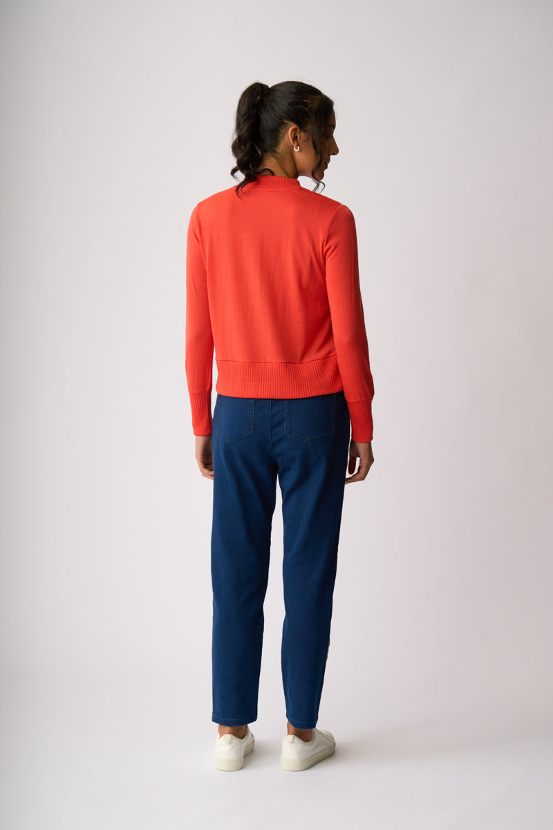 ESSENTIAL RIB TRIM CARDIGAN Orange