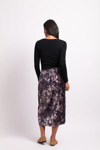 Velveteen Skirt in Steel Floral