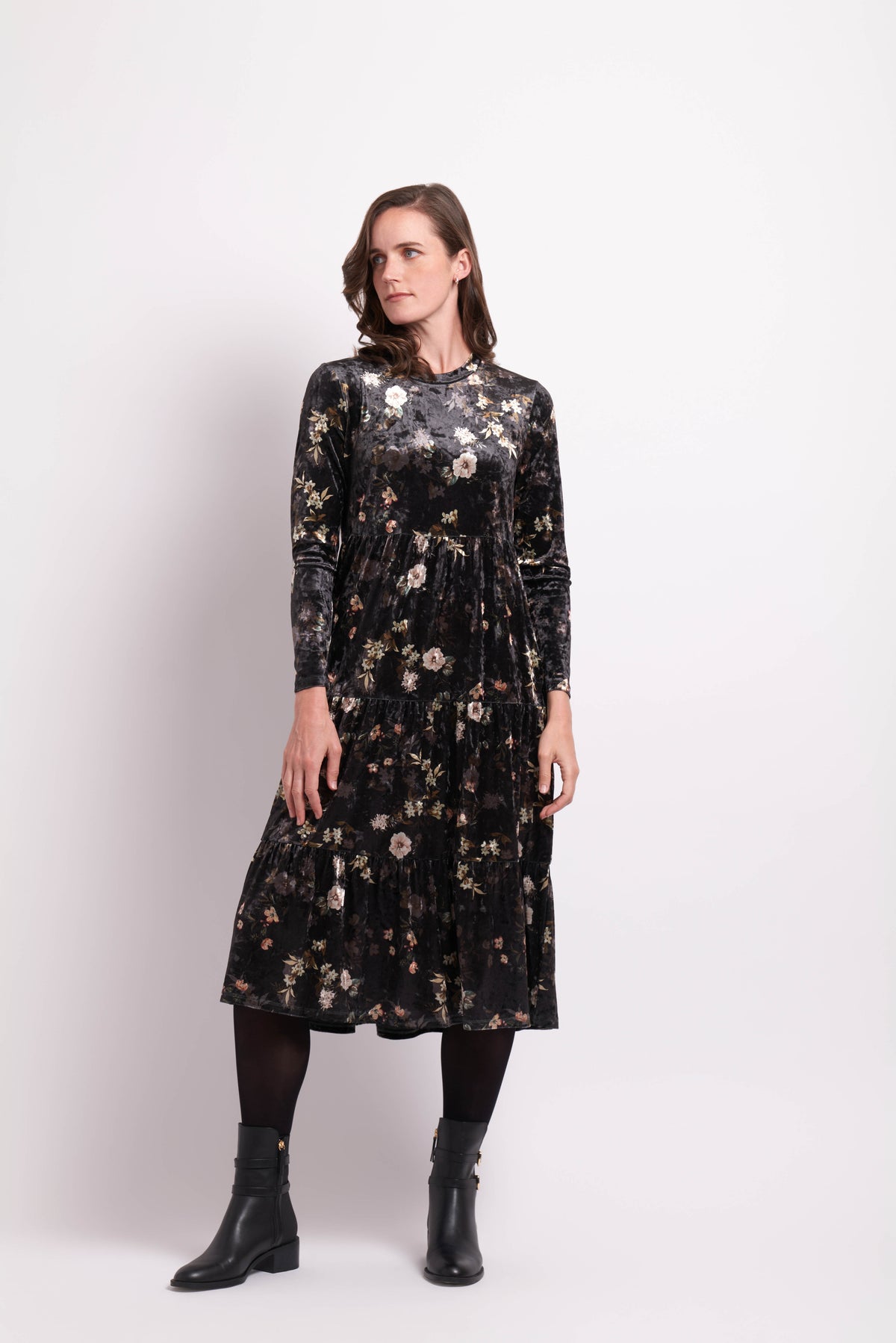 Velveteen Dress in Golden Garden