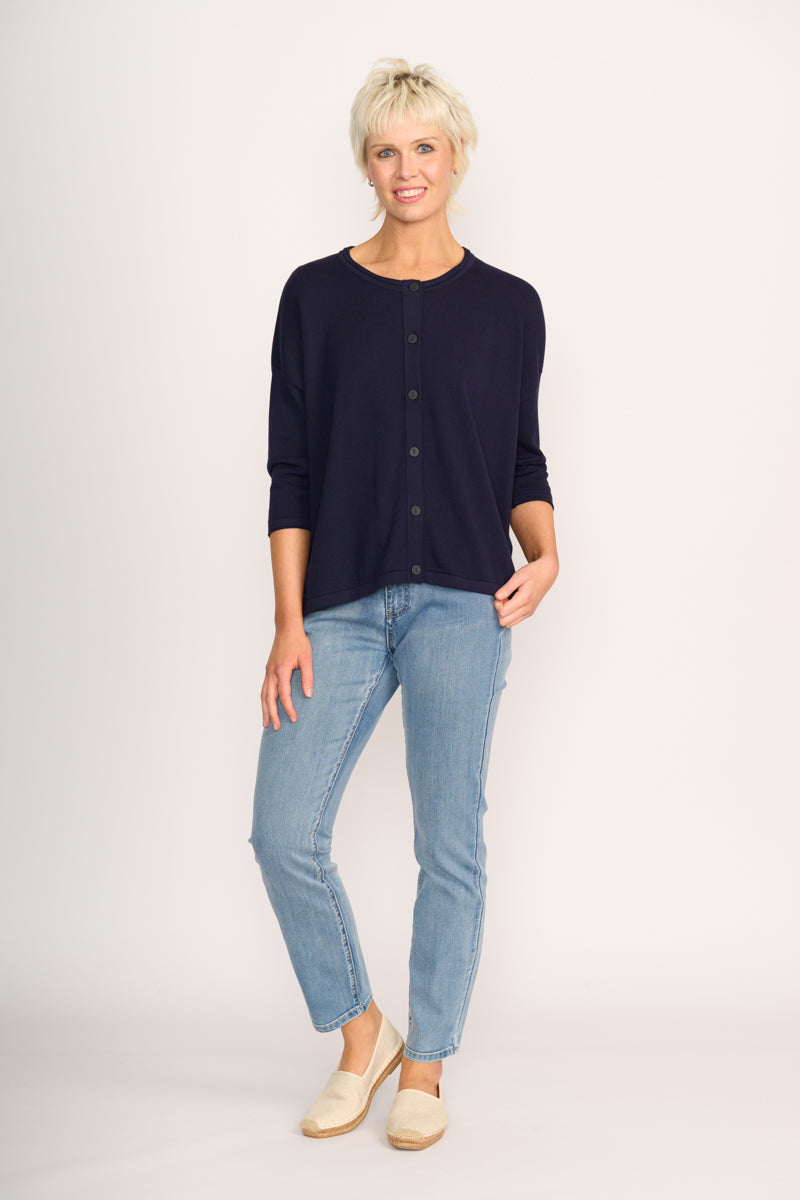RELAXED CARDIGAN Navy