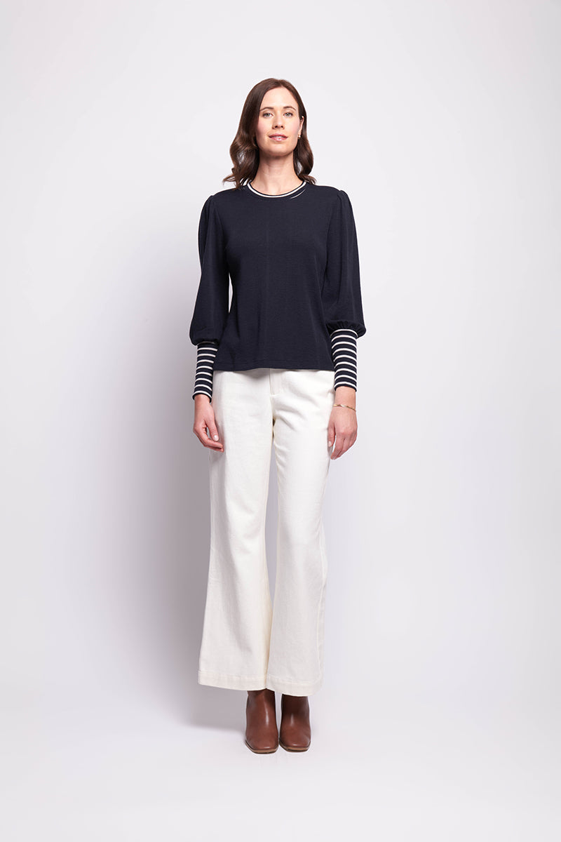 Jumper Contrast Trim True Navy Stripe