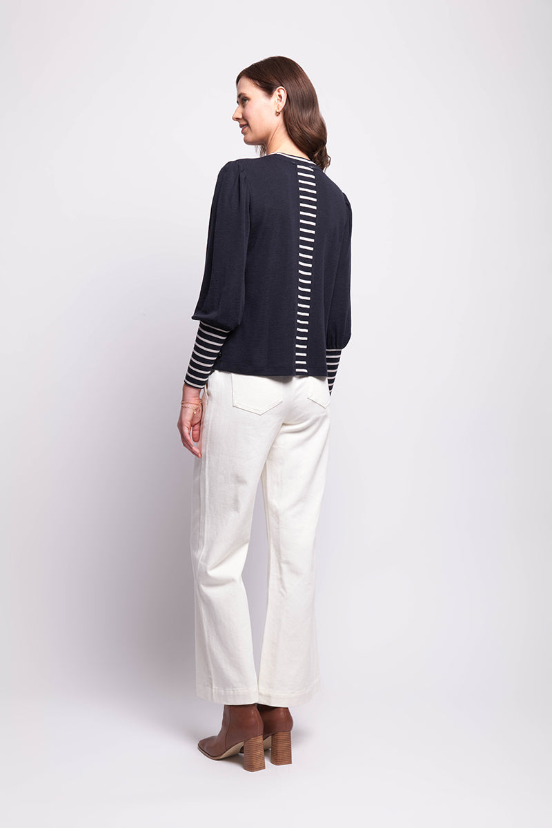 Jumper Contrast Trim True Navy Stripe