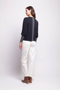 Jumper Contrast Trim True Navy Stripe