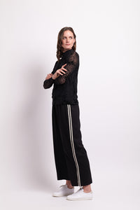 Sidelines Trousers in Black / Cream