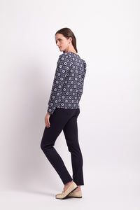 Shoulder Detail Top in Navy Floral