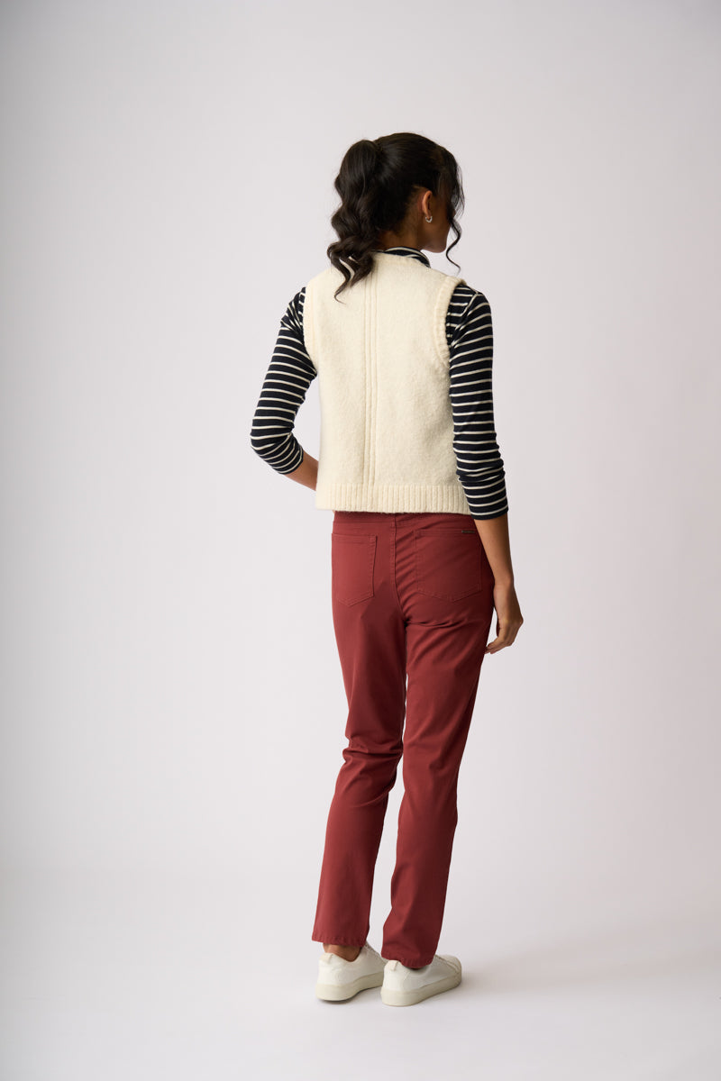 RIB BUTTON FRONT VEST Oatmeal
