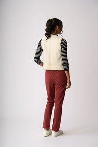 RIB BUTTON FRONT VEST Oatmeal