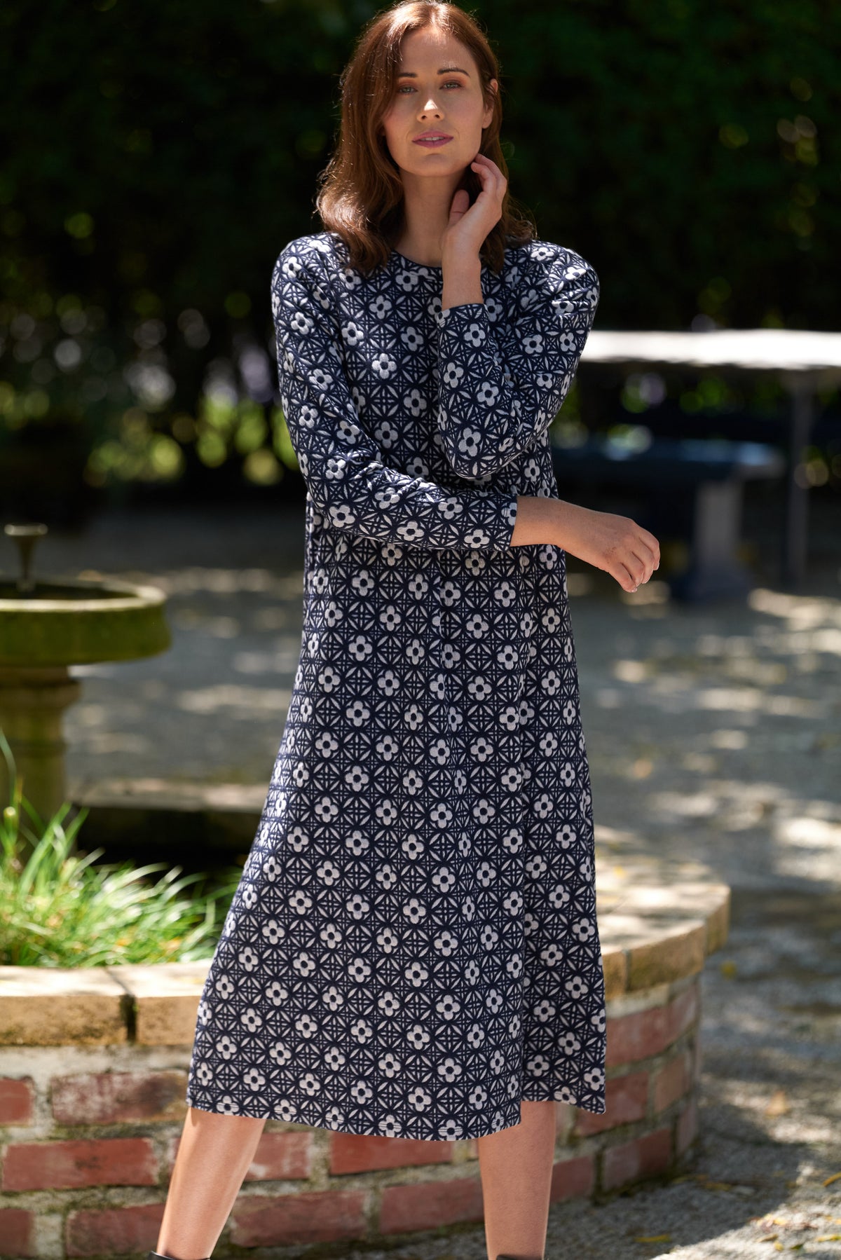 Swing Skirt Dress in Navy Floral