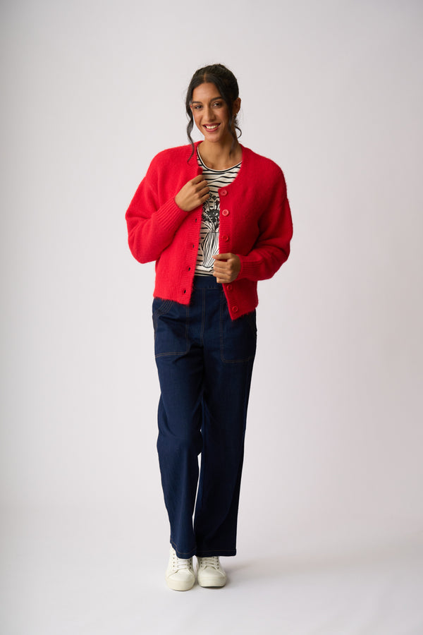 RELAXED CARDIGAN Red