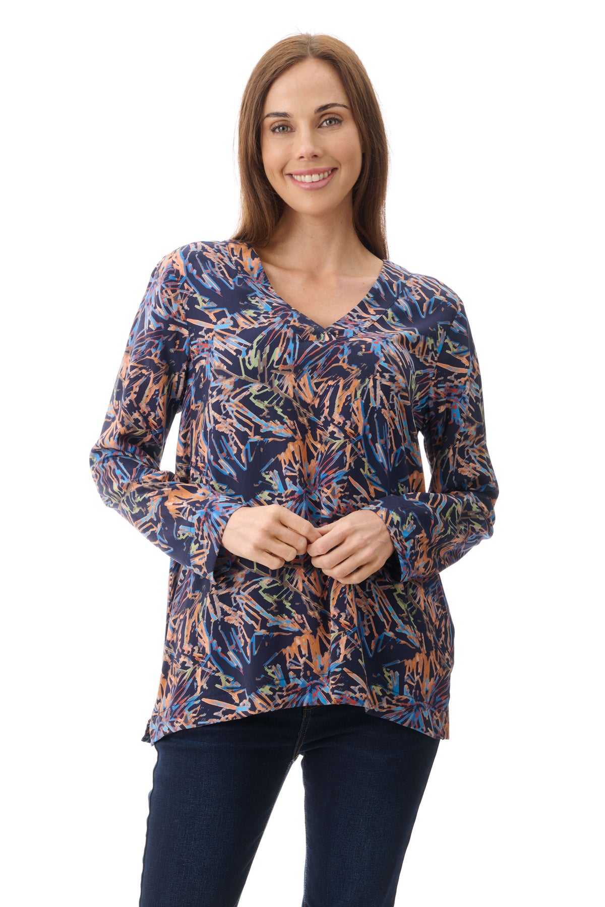 V NECK TUNIC IN NAVY