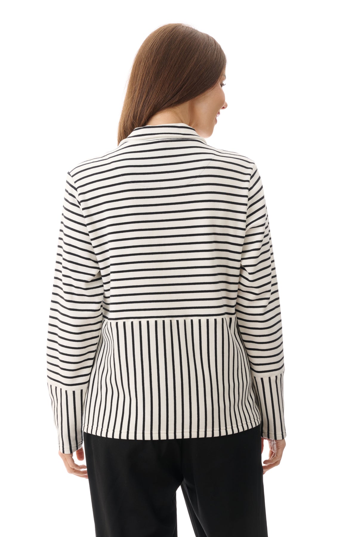 Stripe Zip Jacket Black Cream