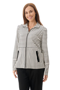 Stripe Zip Jacket Black Cream
