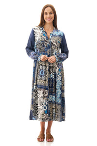 BUTTON THROUGH DRESS IN BLUE