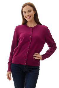 Crew Neck Cardigan Magenta