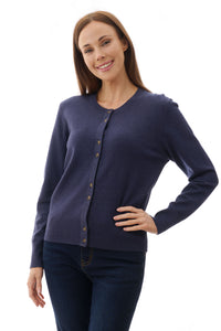 Crew Neck Cardigan Blue