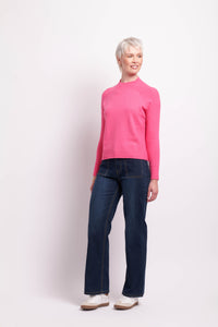 Cropped Turtle Neck Jumper in Pink