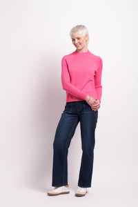 Cropped Turtle Neck Jumper in Pink