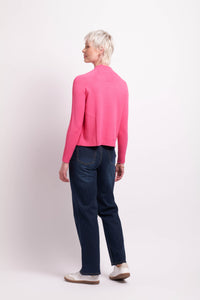 Cropped Turtle Neck Jumper in Pink