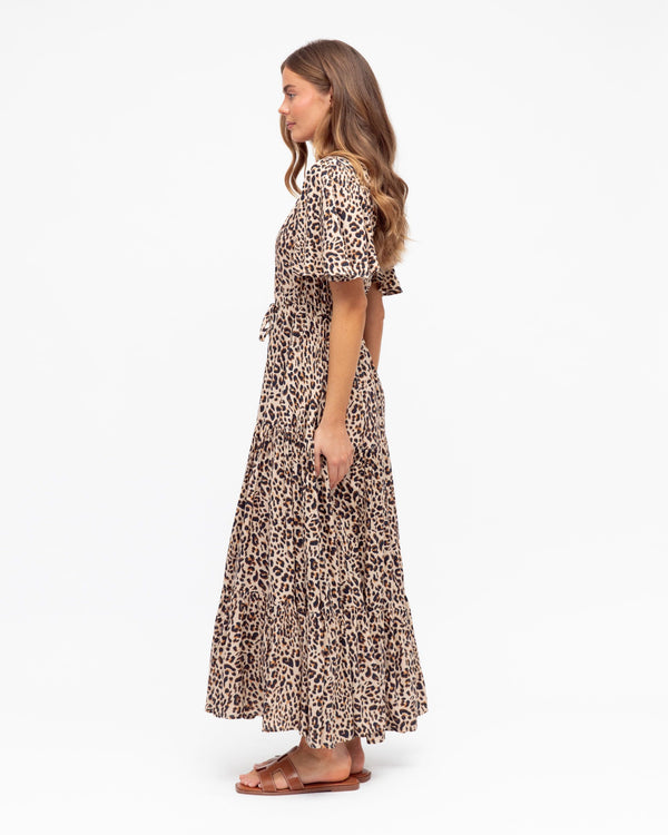 BROWN LEOPARD Maxi Dress